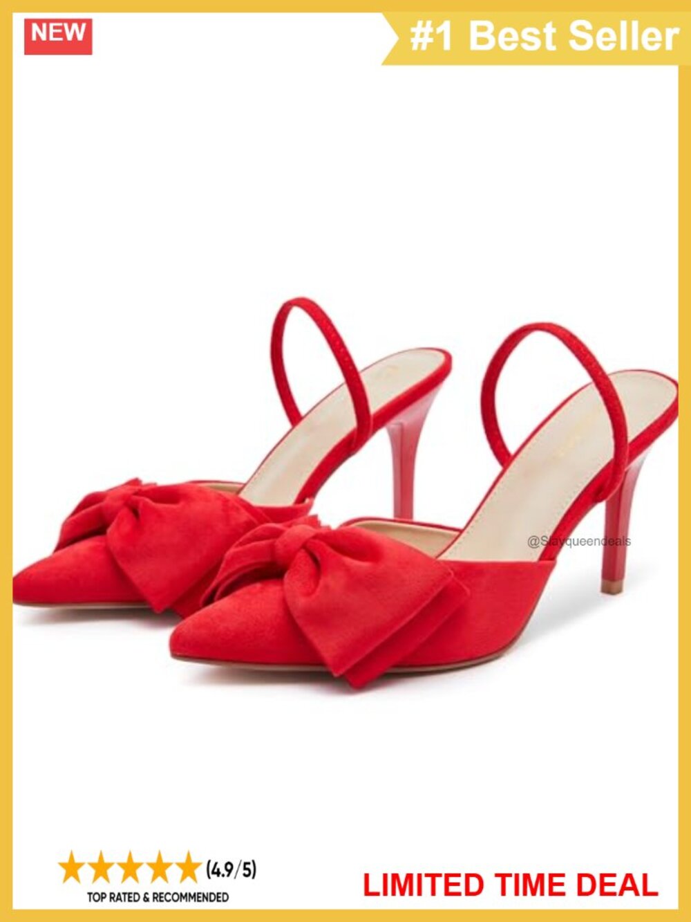 Faux Suede Pointed Toe Slingback Pumps 3.54-Inch Stiletto Heel